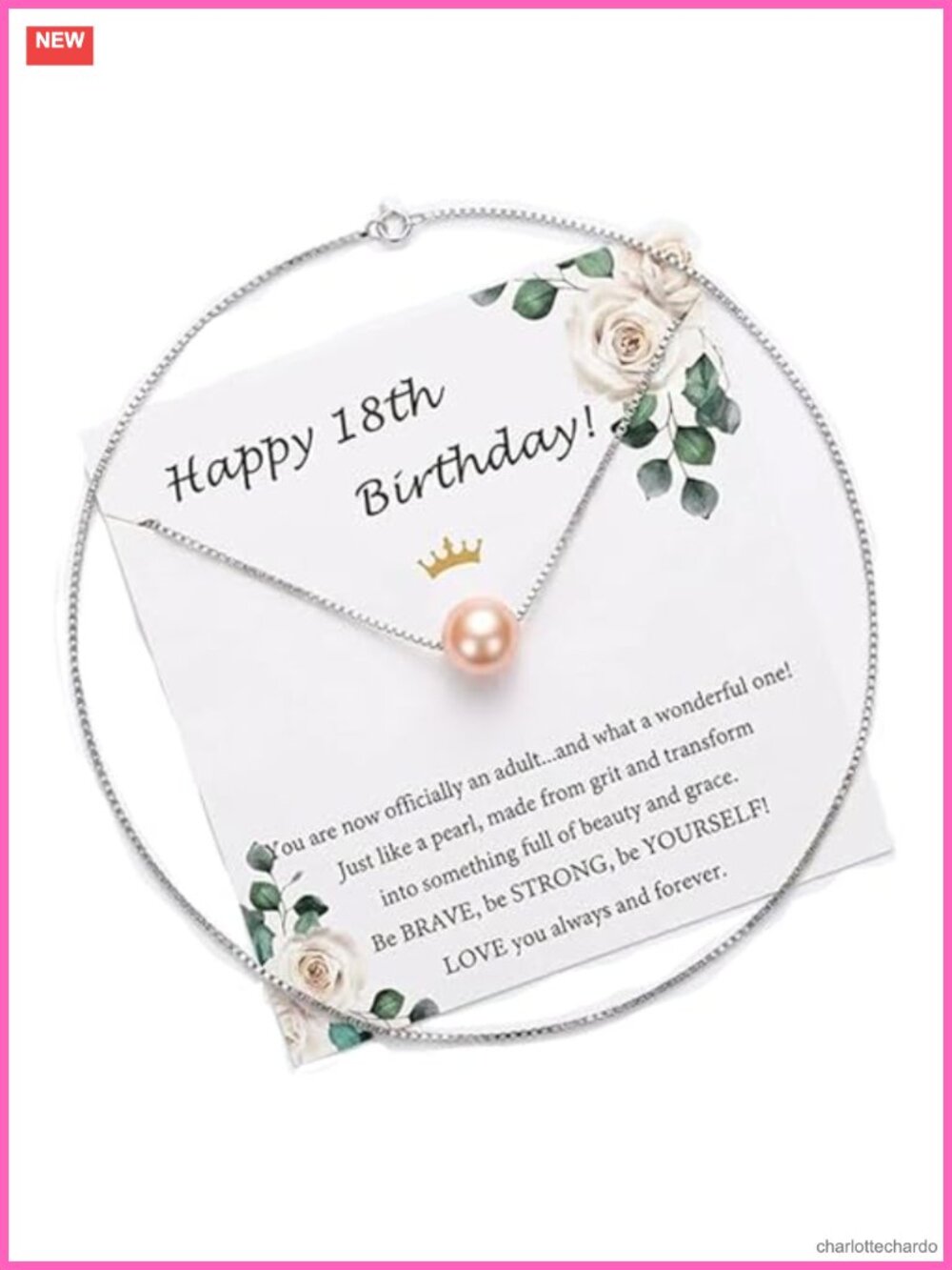 Silver Plated Pearl Pendant Necklace 18th Birthday Milestone Gift
